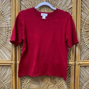 Vintage Silk Red Short Sleeve Top